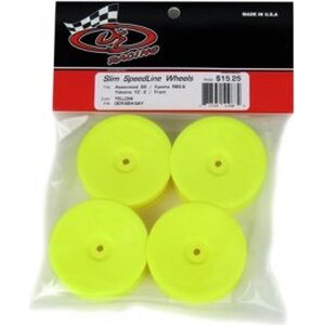DE Racing Slim Speedline Buggy Wheels for Associated B6 - B6D / Kyosho RB6 / Front / YELLOW / 4Pcs