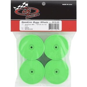 DE Racing Speedline Buggy Wheels for Associated B64 - B64D / TLR 22 3.0 - 4.0 / Front / GREEN / 4Pcs