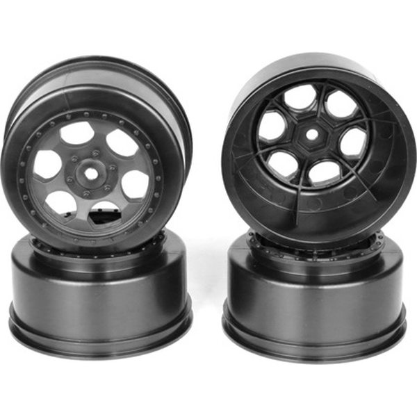 DE Racing Trinidad SC Wheels for TLR TEN-SCTE - 22SCT/Tekno SCT410/BLACK/4pcs
