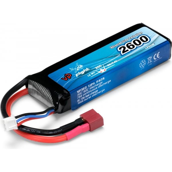 Vapex Li-Po Battery 2S 7,4V 2600mAh 30C T-Connector VPLP024FD