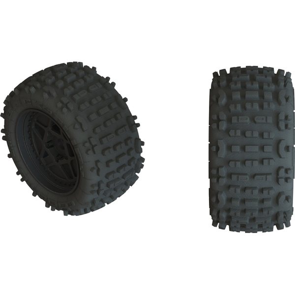 ARRMA RC Backflip Lp 4S' Tire Set Glued (Black) (2Pcs) Ar550050 (Arac9468)