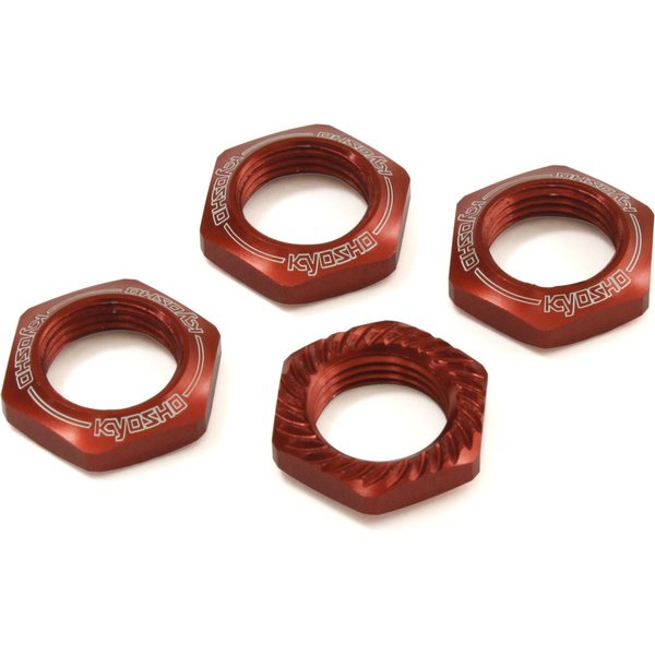 Kyosho ECROUS DE ROUES CANNELES 1:8 (4) - ROUGE K.IFW472R