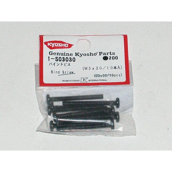 Kyosho BIND HEAD 3X30MM METALLIC SCREWS (10) / FAZER MANIFOLD K.1-S03030