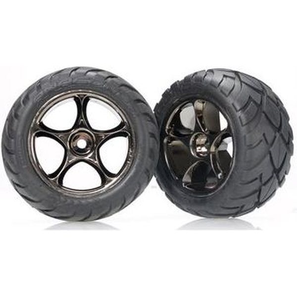 Traxxas 2478A Tires & Wheels Anaconda/Tracer Black Chrome 2.2" Rear (2)