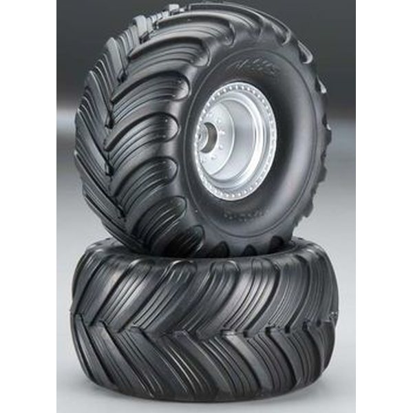 Traxxas 3665 Tires & Wheels Terraroove/Satin Chrome 2.2/3.0 Truck (2)