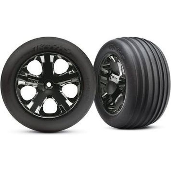 Traxxas 3771A Tires & Wheels Ribbed/All-Star Black Chrome 2.8" Front (2)