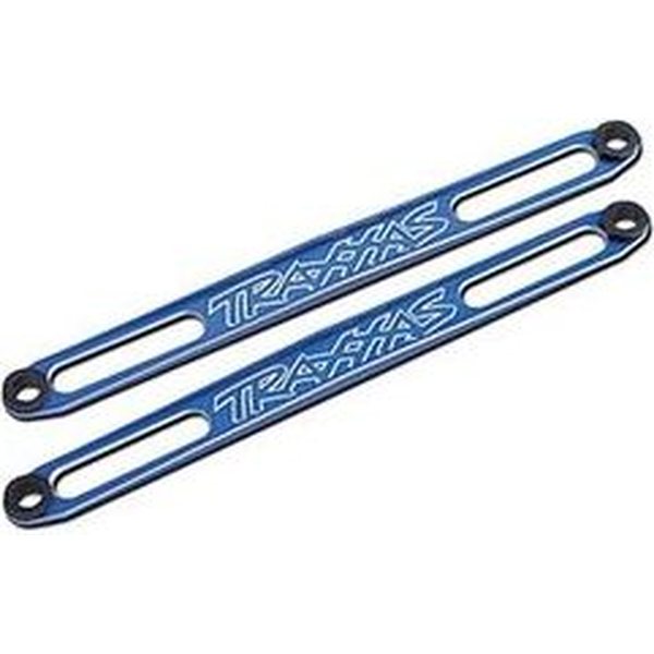 Traxxas 3923X Hold Downs Battery Alu Blue (2) (E-Maxx older)