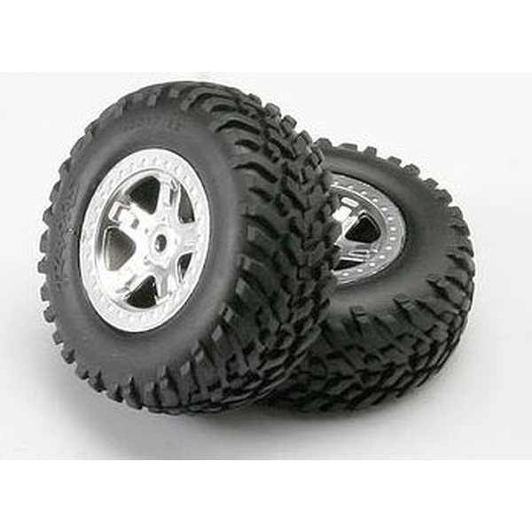 Traxxas 5973 Tires & Wheels SCT/SCT Satin Chrome (14mm) (2)