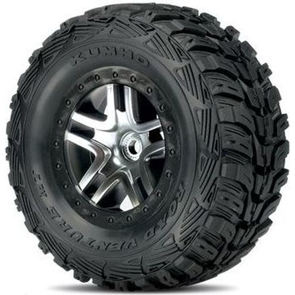 Traxxas 6874 Tires & Wheels Kumho/S-Spoke Chrome-Black 4WD/2WD Rear
