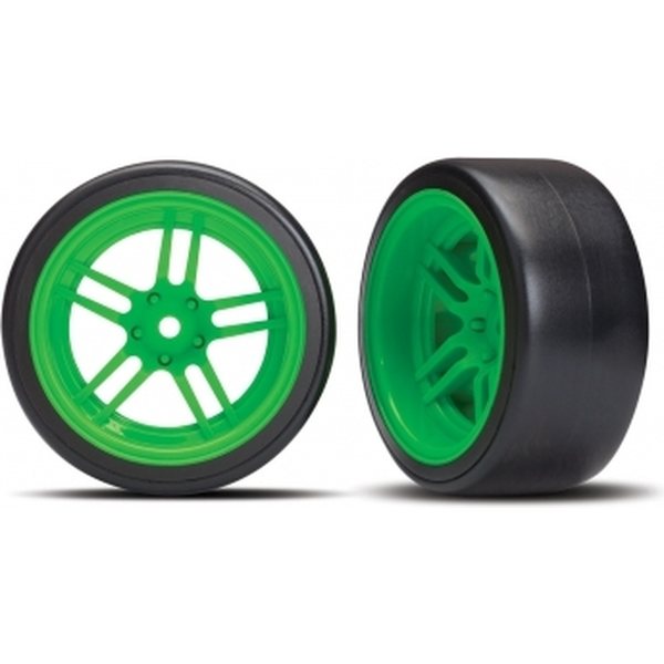 Traxxas 8377G Tires & Wheels Drift 1.9" onreen Split-spoke Rear (2)