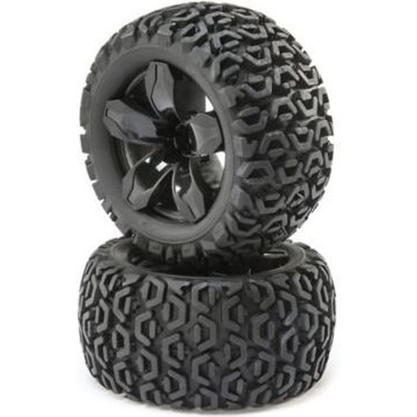ECX ECX43013 FR/R Tire,Prmnt,Blk Wheel (2):1/10 2wd/4wd Ruckus