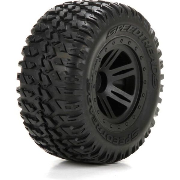 ECX ECX43012 FR/R Tire,Prmnt,Blk Wheel (2):1:10 AMP MT/DB