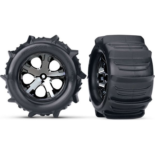 Traxxas Tires & Wheels Paddel/ All-Star Black Chrome 2.8" TSM 3689