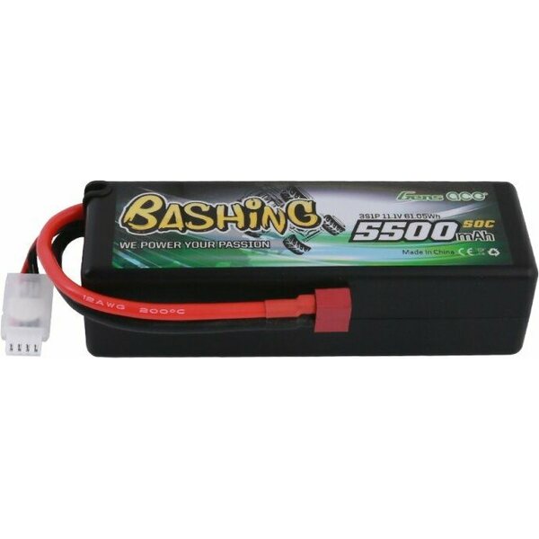 Gens ace bashing series 5500mAh 11.1V 50C 3S1P HardCase 15# car Lipo Battery with T-plug B-50C-5500-3S1P-HC-15