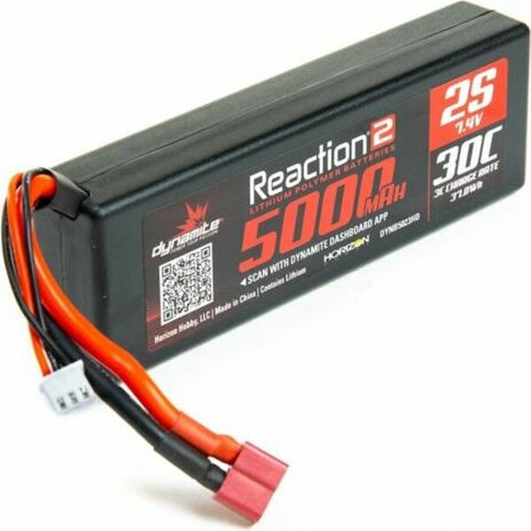 Dynamite 7.4V 5000 mAh 2S 30C LiPo, Hardcase: Deans DYNB5023HD