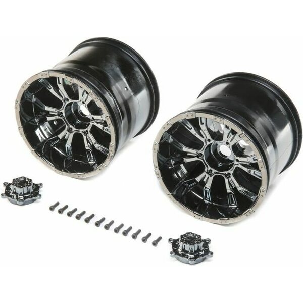 Losi 420S Force Wheel w/cap, Blk Chrome (2): LST LOS44000