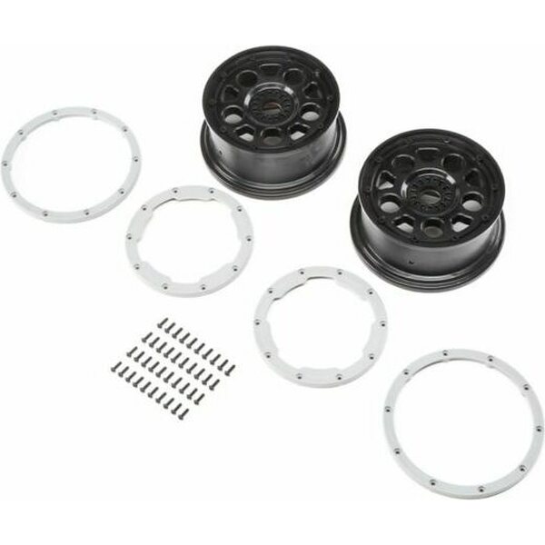 Losi Wheel, Black; Beadlock, Silver (2): DBXL-E LOS45015
