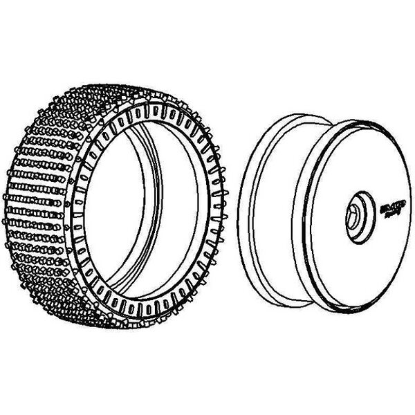 MCD Racing Tyre 180 mm Micro Stud V2 BM LW + Wheel Write 100207X