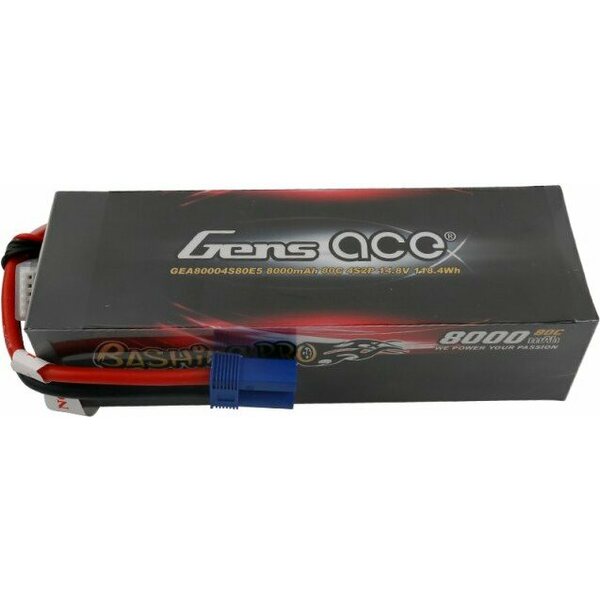 Gens ace 8000mAh 14.8V 4S2P 80C Lipo Battery Pack with EC5 Plug-Bashing Pro Series B-80C-8000-4S2P-Bashing Pro
