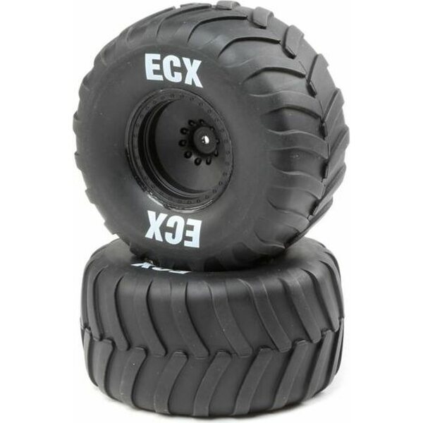 ECX ECX43016 Rt/Lft Tire, Prmnt, Black Whl (2): 1:10 2WD Crush