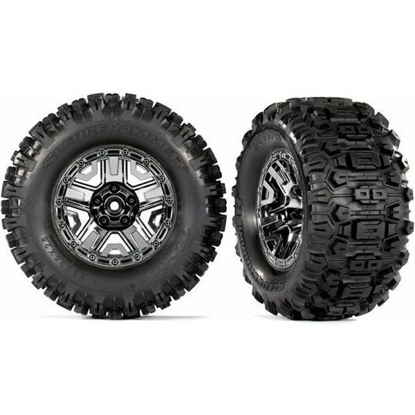 Traxxas Tires & Wheels Sledgehammer/Black Chrome 2,8" TSM (2)