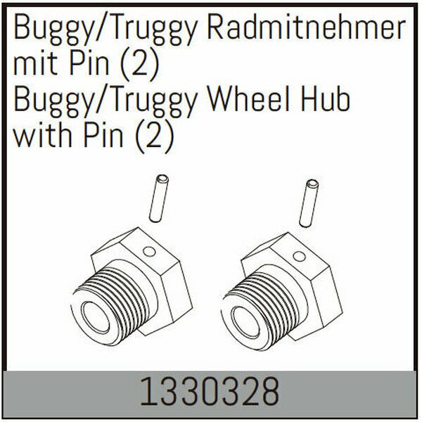 Absima Buggy/Truggy Wheel Hub with Pin (2)