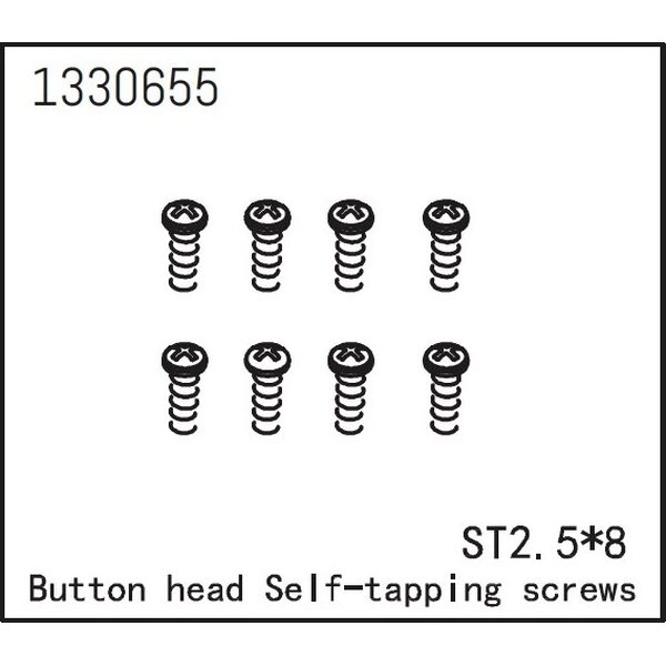 Absima Button Head self-tapping Screws ST2.5*8 (8)