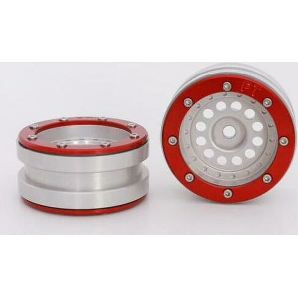 Metsafil Beadlock Wheels PT-Bullet Silver/Red 1.9 (2 pcs)