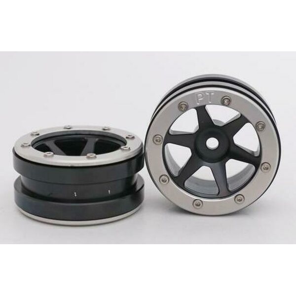 Metsafil Beadlock Wheels PT-Slingshot Black/Silver 1.9 (2 pcs)