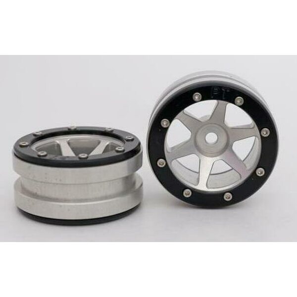 Metsafil Beadlock Wheels PT-Slingshot Silver/Black 1.9 (2 pcs)