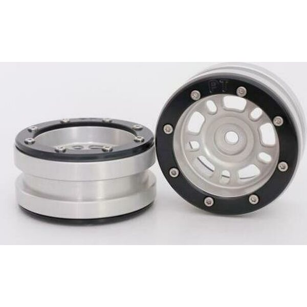 Metsafil Beadlock Wheels PT-Distractor Silver/Black 1.9 (2 pcs)