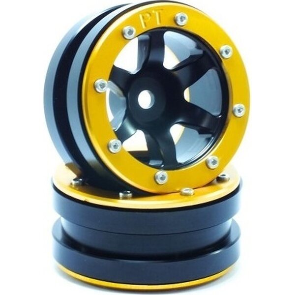 Metsafil Beadlock Wheels PT-Wave Black/Gold 1.9 (2 pcs)