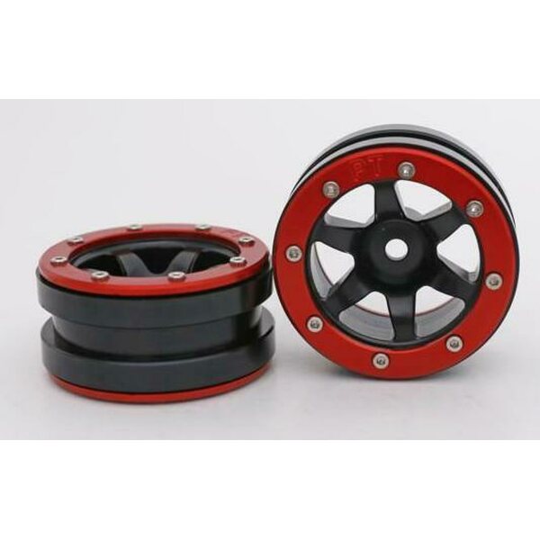 Metsafil Beadlock Wheels PT-Wave Black/Red 1.9 (2 pcs)