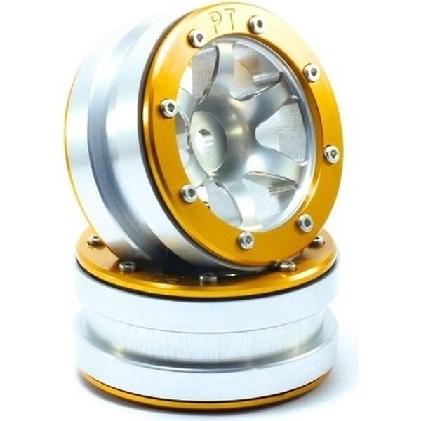 Metsafil Beadlock Wheels PT-Wave Silver/Gold 1.9 (2 pcs)