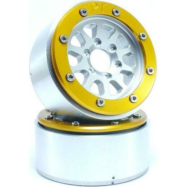 Metsafil Beadlock Wheels GEAR Silver/Gold 1.9 (2) w/o Hub