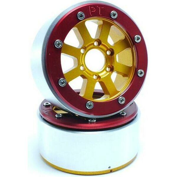 Metsafil Beadlock Wheels HAMMER Gold/Red 1.9 (2) w/o Hub