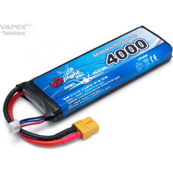 Vapex Li-Po Battery 2S 7,4V 4000mAh 25C XT60-connector