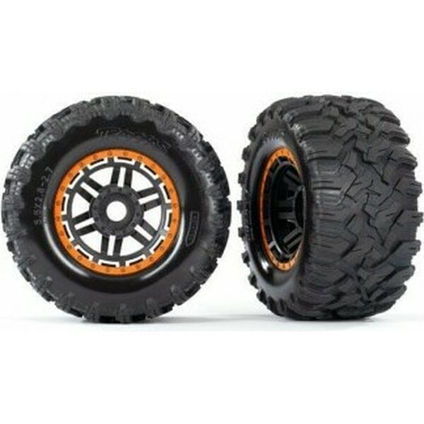 Traxxas 8972T Tires & Wheels Maxx/Black/Orange (17mm) 2,8" TSM (2)