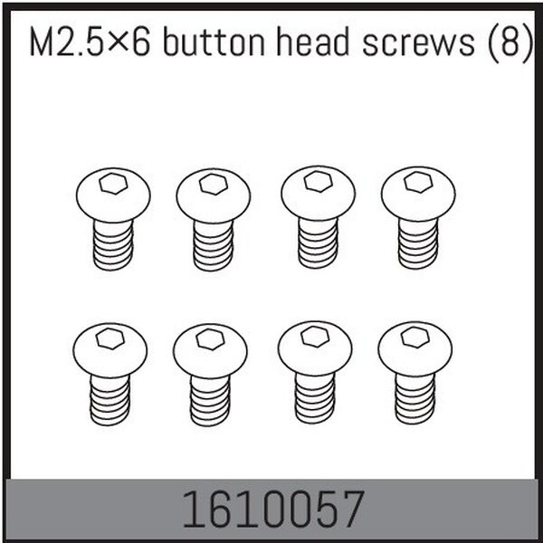 Absima M2.5×6 button head screws (8) 1610057