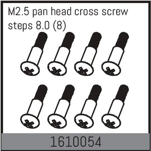 Absima M2.5 pan head cross screw steps 8.0 (8) 1610054