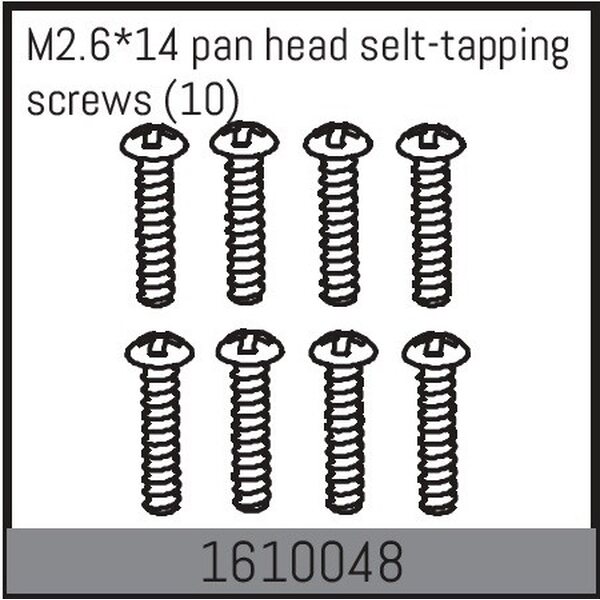Absima M2.6*14 pan head selt-tapping screws (10) 1610048