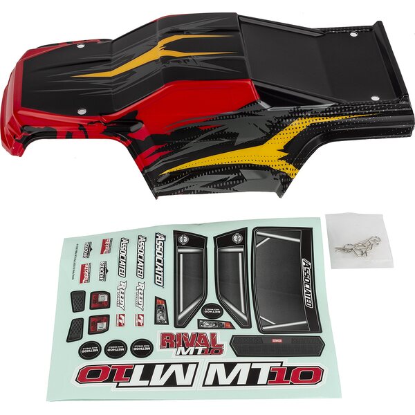 Team Associated 25830 Rival Mt10 Body V2, Red/Yellow