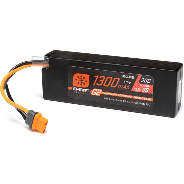 Spektrum 11.1V 1300mAh 3S 30C Smart G2 LiPo Battery: IC2