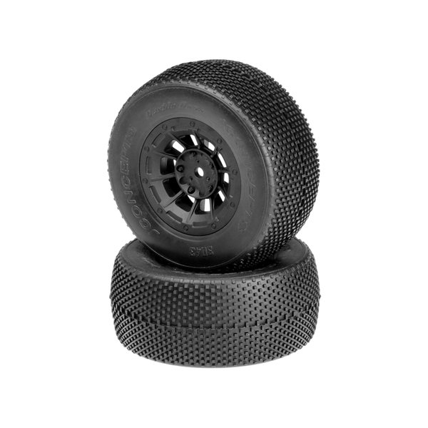 JConcepts Double Dees - green compound - black Hazard 12mm wheel - (SC10 RS, 4x4 pre-mounted)