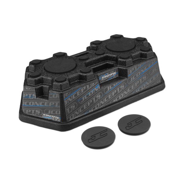 JConcepts Finnisher car stand - matte black w/ pads and logo plugs
