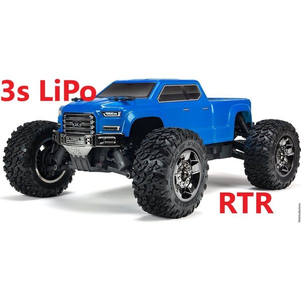ARRMA RC BIG ROCK CREW CAB 4x4 BLX 1/10 Monster Truck 3s LiPo package